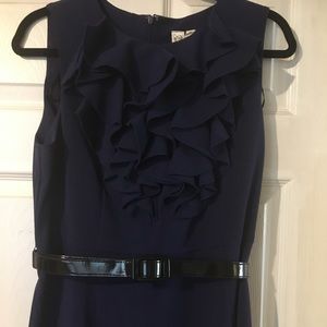 Navy Dress with Front Ruffles Size 12